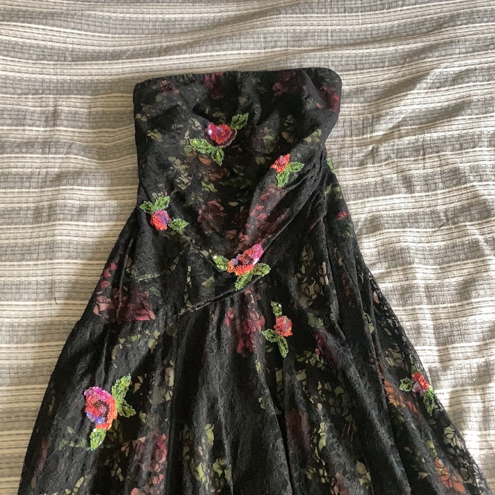 Nicole Miller strapless lace and sequin dress